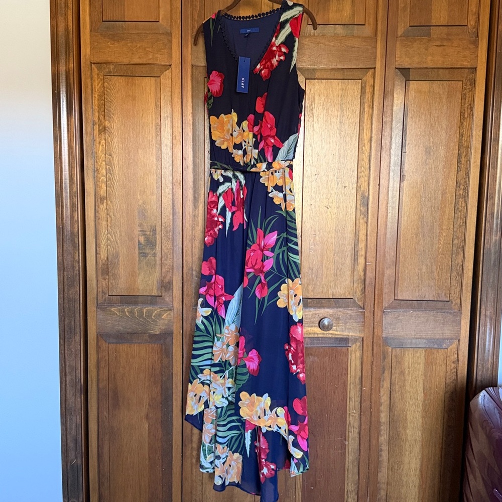 NWT Apt. 9 Navy Floral Maxi High-Low Dress - Picture 3 of 4